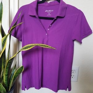 Eddie Bauer Purple Short Sleeve Collared Top